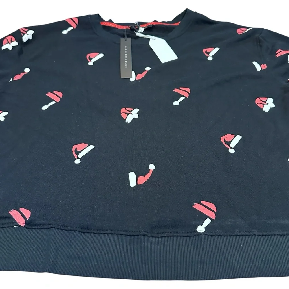 Jane + Delancey Naughty/Nice‎ Santa Hat Print women’s Sweatshirt XL